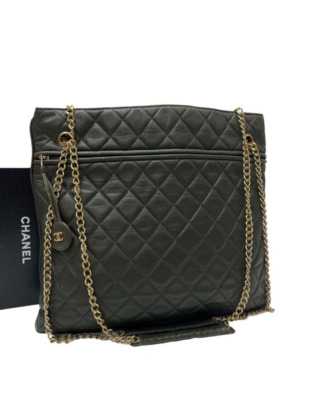 Chanel Quilted Lambskin Chain Shoulder Tote Bag